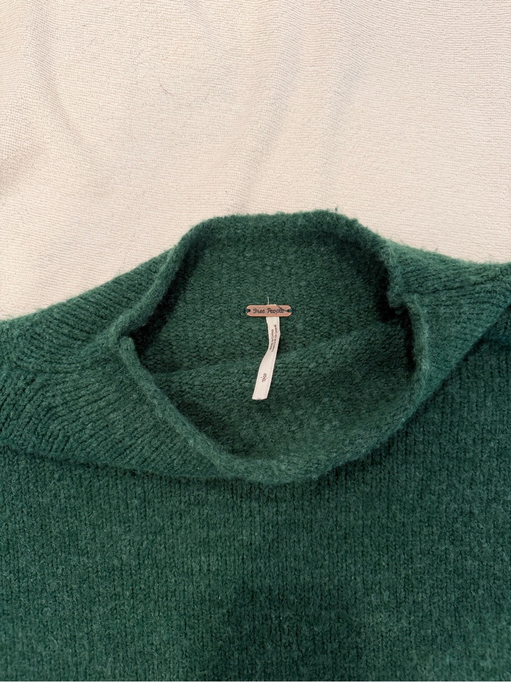 Free People Deep Green Funnel Neck Crop Sweater